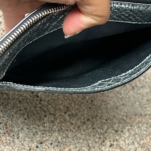 Lightly used YSL Monogram Silver Croc Quilted Pouch Bag/Wallet - Picture 9 of 14